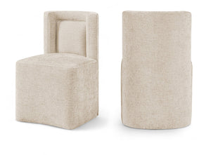 Meridian Furniture Duvina Chenille Upholstered Dining Chair with Solid Wood Frame for Modern Rooms Beige 11050Beige-C