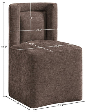Meridian Furniture Duvina Chenille Upholstered Dining Chair with Solid Wood Frame for Modern Rooms Brown 11050Brown-C