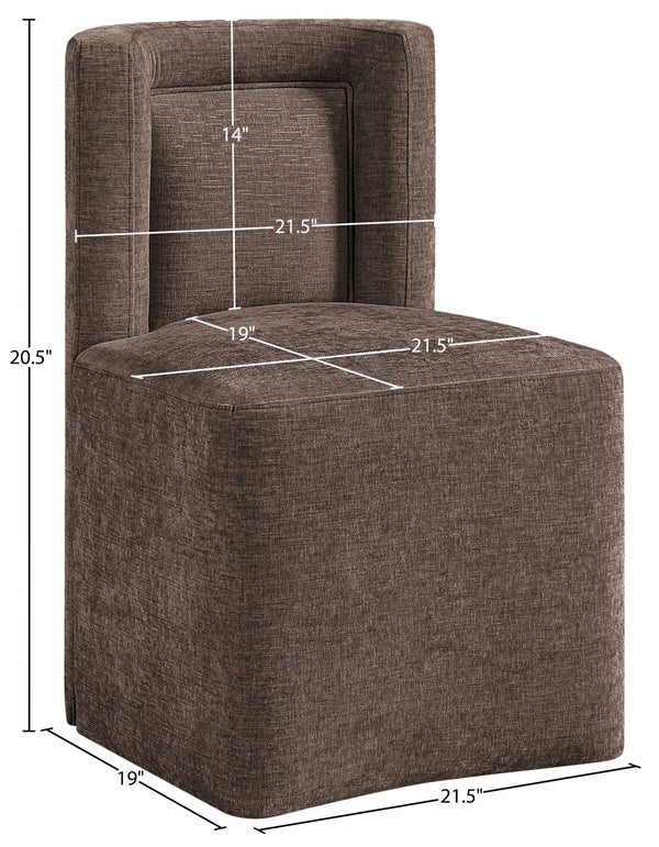 Meridian Furniture Duvina Chenille Upholstered Dining Chair with Solid Wood Frame for Modern Rooms Brown 11050Brown-C