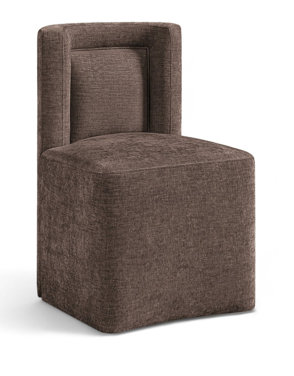 Meridian Furniture Duvina Chenille Upholstered Dining Chair with Solid Wood Frame for Modern Rooms Brown 11050Brown-C