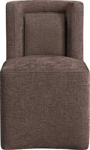 Meridian Furniture Duvina Chenille Upholstered Dining Chair with Solid Wood Frame for Modern Rooms Brown 11050Brown-C