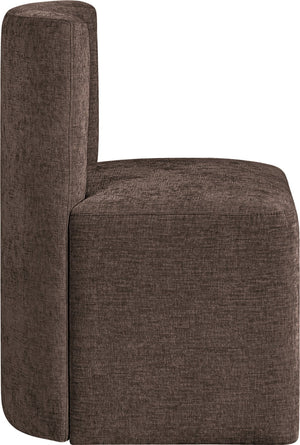 Meridian Furniture Duvina Chenille Upholstered Dining Chair with Solid Wood Frame for Modern Rooms Brown 11050Brown-C