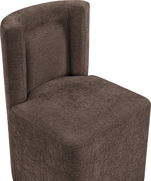 Meridian Furniture Duvina Chenille Upholstered Dining Chair with Solid Wood Frame for Modern Rooms Brown 11050Brown-C