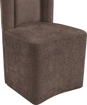 Meridian Furniture Duvina Chenille Upholstered Dining Chair with Solid Wood Frame for Modern Rooms Brown 11050Brown-C
