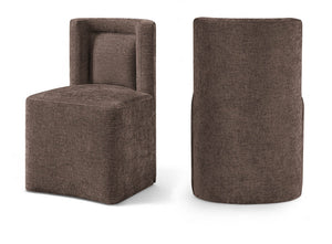 Meridian Furniture Duvina Chenille Upholstered Dining Chair with Solid Wood Frame for Modern Rooms Brown 11050Brown-C