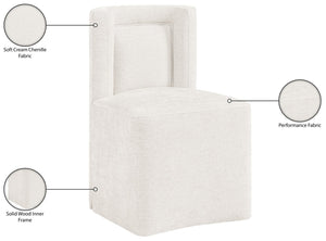 Meridian Furniture Duvina Chenille Upholstered Dining Chair with Solid Wood Frame for Modern Rooms Cream 11050Cream-C