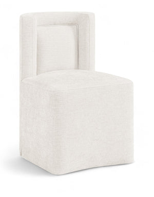 Meridian Furniture Duvina Chenille Upholstered Dining Chair with Solid Wood Frame for Modern Rooms Cream 11050Cream-C