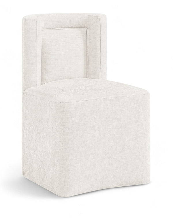 Meridian Furniture Duvina Chenille Upholstered Dining Chair with Solid Wood Frame for Modern Rooms Cream 11050Cream-C