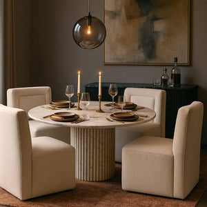 Meridian Furniture Duvina Chenille Upholstered Dining Chair with Solid Wood Frame for Modern Rooms Cream 11050Cream-C