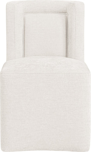 Meridian Furniture Duvina Chenille Upholstered Dining Chair with Solid Wood Frame for Modern Rooms Cream 11050Cream-C