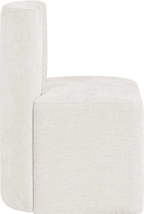 Meridian Furniture Duvina Chenille Upholstered Dining Chair with Solid Wood Frame for Modern Rooms Cream 11050Cream-C