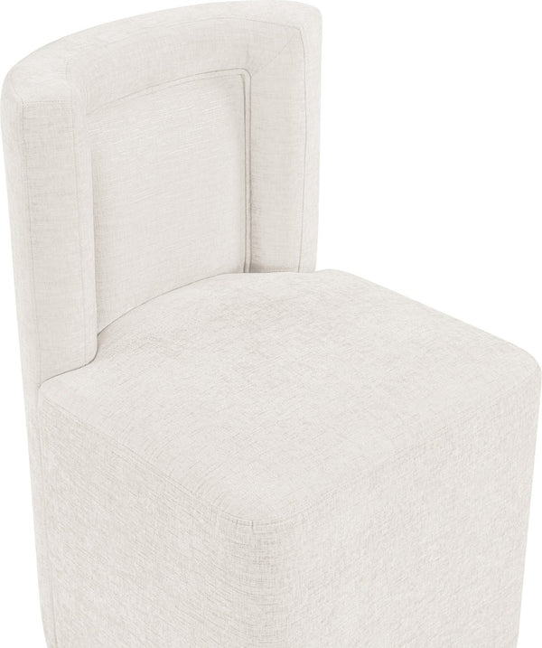 Meridian Furniture Duvina Chenille Upholstered Dining Chair with Solid Wood Frame for Modern Rooms Cream 11050Cream-C