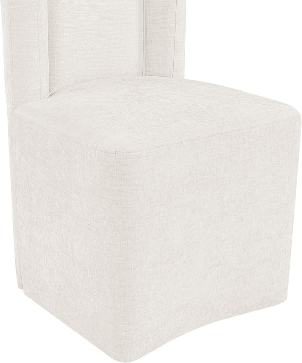 Meridian Furniture Duvina Chenille Upholstered Dining Chair with Solid Wood Frame for Modern Rooms Cream 11050Cream-C