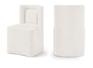 Meridian Furniture Duvina Chenille Upholstered Dining Chair with Solid Wood Frame for Modern Rooms Cream 11050Cream-C