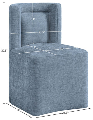 Meridian Furniture Duvina Chenille Upholstered Dining Chair with Solid Wood Frame for Modern Rooms Light Blue 11050LtBlu-C