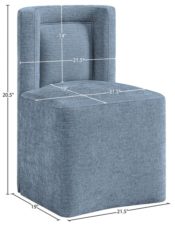 Meridian Furniture Duvina Chenille Upholstered Dining Chair with Solid Wood Frame for Modern Rooms Light Blue 11050LtBlu-C