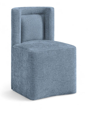 Meridian Furniture Duvina Chenille Upholstered Dining Chair with Solid Wood Frame for Modern Rooms Light Blue 11050LtBlu-C