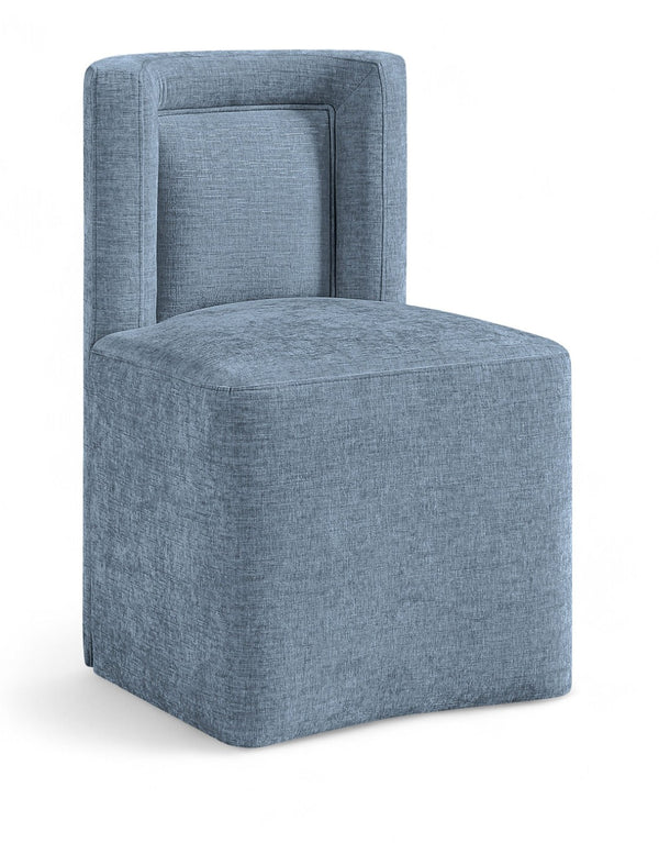 Meridian Furniture Duvina Chenille Upholstered Dining Chair with Solid Wood Frame for Modern Rooms Light Blue 11050LtBlu-C