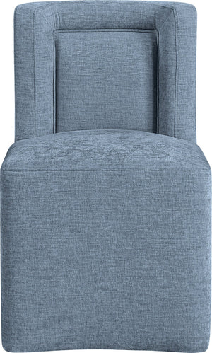 Meridian Furniture Duvina Chenille Upholstered Dining Chair with Solid Wood Frame for Modern Rooms Light Blue 11050LtBlu-C