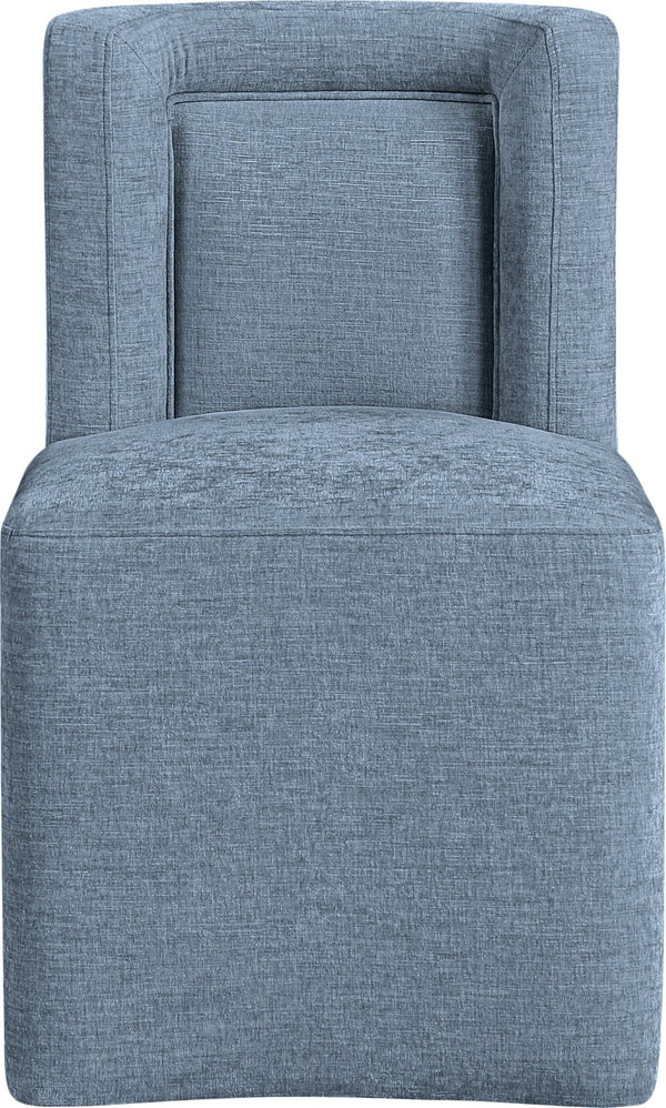 Meridian Furniture Duvina Chenille Upholstered Dining Chair with Solid Wood Frame for Modern Rooms Light Blue 11050LtBlu-C