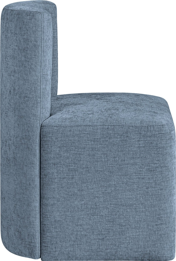 Meridian Furniture Duvina Chenille Upholstered Dining Chair with Solid Wood Frame for Modern Rooms Light Blue 11050LtBlu-C