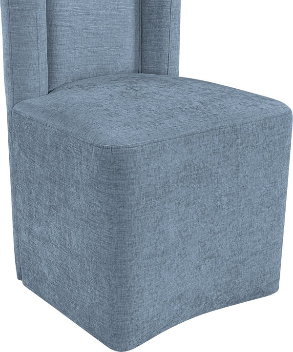 Meridian Furniture Duvina Chenille Upholstered Dining Chair with Solid Wood Frame for Modern Rooms Light Blue 11050LtBlu-C
