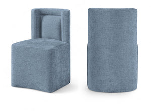 Meridian Furniture Duvina Chenille Upholstered Dining Chair with Solid Wood Frame for Modern Rooms Light Blue 11050LtBlu-C