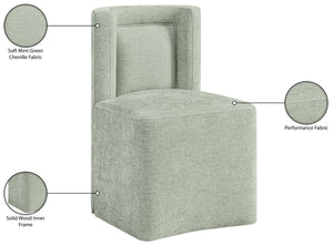 Meridian Furniture Duvina Chenille Upholstered Dining Chair with Solid Wood Frame for Modern Rooms Mint 11050Mint-C