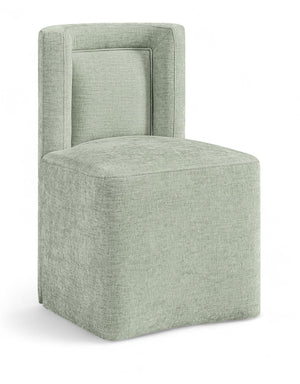 Meridian Furniture Duvina Chenille Upholstered Dining Chair with Solid Wood Frame for Modern Rooms Mint 11050Mint-C