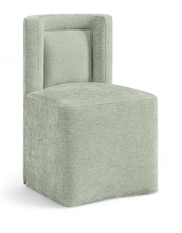 Meridian Furniture Duvina Chenille Upholstered Dining Chair with Solid Wood Frame for Modern Rooms Mint 11050Mint-C