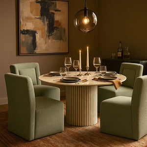 Meridian Furniture Duvina Chenille Upholstered Dining Chair with Solid Wood Frame for Modern Rooms Mint 11050Mint-C