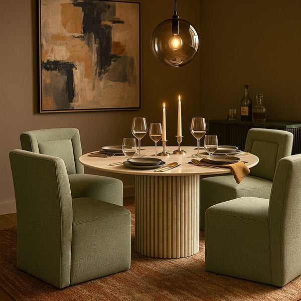 Meridian Furniture Duvina Chenille Upholstered Dining Chair with Solid Wood Frame for Modern Rooms Mint 11050Mint-C