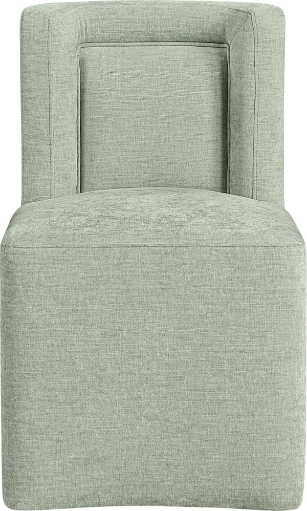 Meridian Furniture Duvina Chenille Upholstered Dining Chair with Solid Wood Frame for Modern Rooms Mint 11050Mint-C