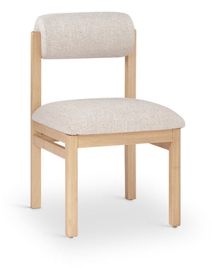 Meridian Furniture Roundhill Art Deco Upholstered Dining Chair with Solid Wood Frame for Elegant Rooms 11051 Beige Linen Textured Fabric 11051Beige-C