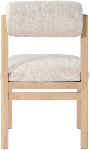 Meridian Furniture Roundhill Art Deco Upholstered Dining Chair with Solid Wood Frame for Elegant Rooms 11051 Beige Linen Textured Fabric 11051Beige-C