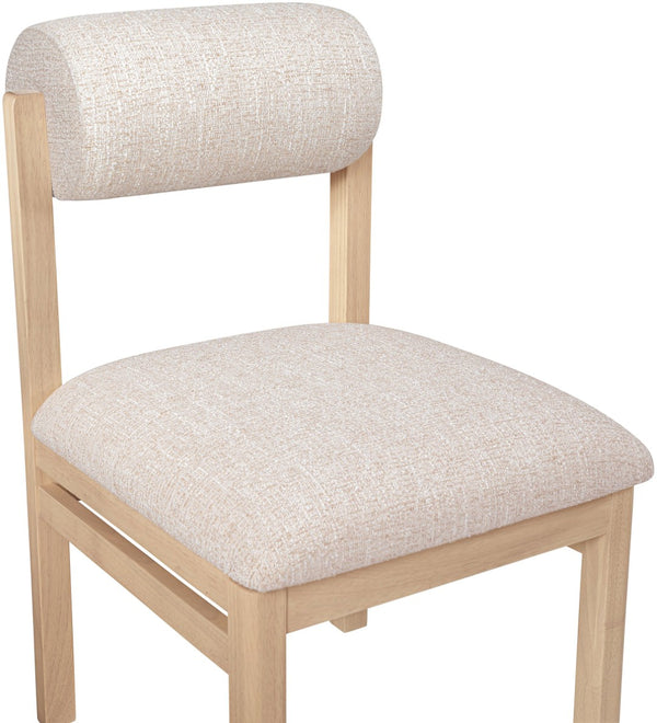 Meridian Furniture Roundhill Art Deco Upholstered Dining Chair with Solid Wood Frame for Elegant Rooms 11051 Beige Linen Textured Fabric 11051Beige-C