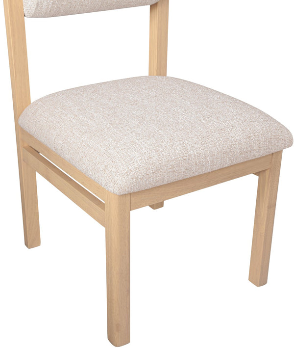 Meridian Furniture Roundhill Art Deco Upholstered Dining Chair with Solid Wood Frame for Elegant Rooms 11051 Beige Linen Textured Fabric 11051Beige-C