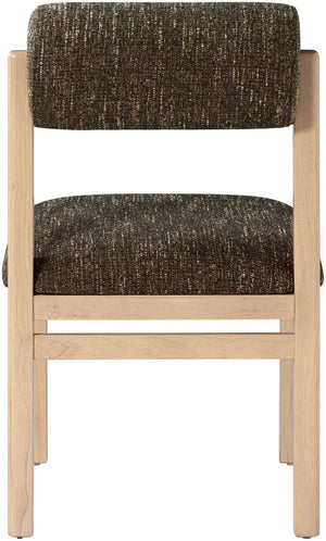 Meridian Furniture Roundhill Art Deco Upholstered Dining Chair with Solid Wood Frame for Elegant Rooms 11051 Brown Linen Textured Fabric 11051Brown-C