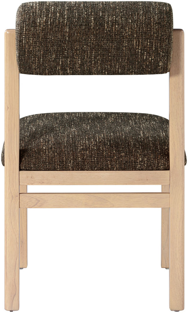 Meridian Furniture Roundhill Art Deco Upholstered Dining Chair with Solid Wood Frame for Elegant Rooms 11051 Brown Linen Textured Fabric 11051Brown-C