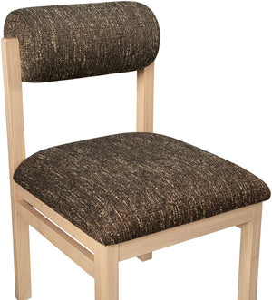 Meridian Furniture Roundhill Art Deco Upholstered Dining Chair with Solid Wood Frame for Elegant Rooms 11051 Brown Linen Textured Fabric 11051Brown-C