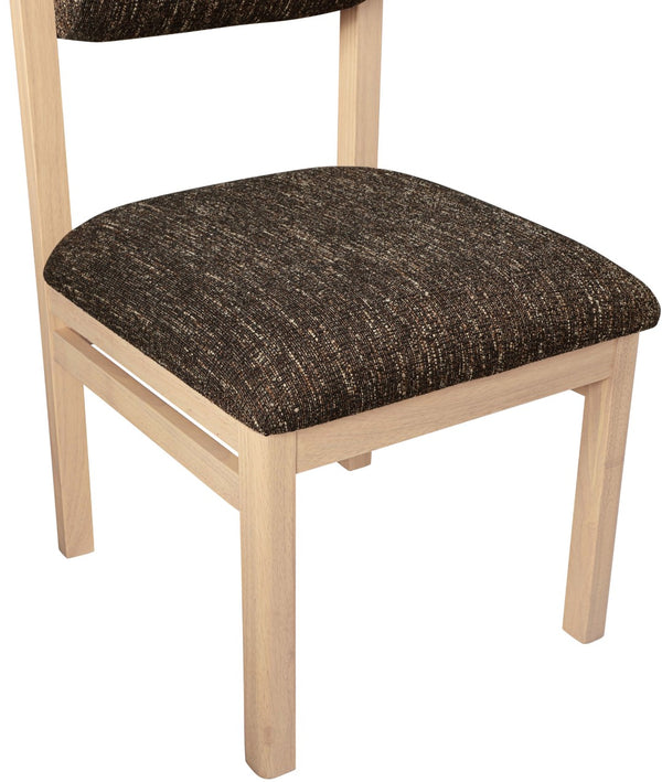 Meridian Furniture Roundhill Art Deco Upholstered Dining Chair with Solid Wood Frame for Elegant Rooms 11051 Brown Linen Textured Fabric 11051Brown-C