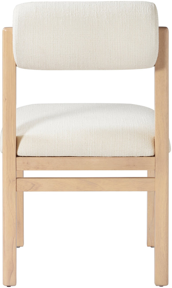 Meridian Furniture Roundhill Art Deco Upholstered Dining Chair with Solid Wood Frame for Elegant Rooms 11051 Cream Linen Textured Fabric 11051Cream-C