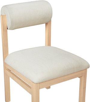 Meridian Furniture Roundhill Art Deco Upholstered Dining Chair with Solid Wood Frame for Elegant Rooms 11051 Cream Linen Textured Fabric 11051Cream-C