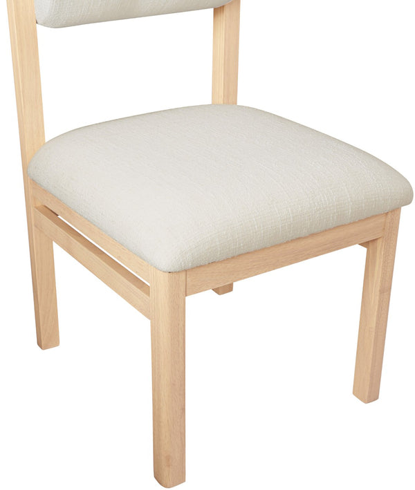 Meridian Furniture Roundhill Art Deco Upholstered Dining Chair with Solid Wood Frame for Elegant Rooms 11051 Cream Linen Textured Fabric 11051Cream-C