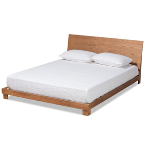 Baxton Studio Baxton Haines Modern Queen Platform Bed in Walnut Brown – Stylish, Durable, Low-Profile Design! MG-0050-Ash Walnut-Queen