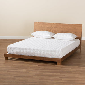 Baxton Studio Baxton Haines Modern Queen Platform Bed in Walnut Brown – Stylish, Durable, Low-Profile Design! MG-0050-Ash Walnut-Queen