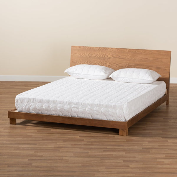 Baxton Studio Baxton Haines Modern Queen Platform Bed in Walnut Brown – Stylish, Durable, Low-Profile Design! MG-0050-Ash Walnut-Queen