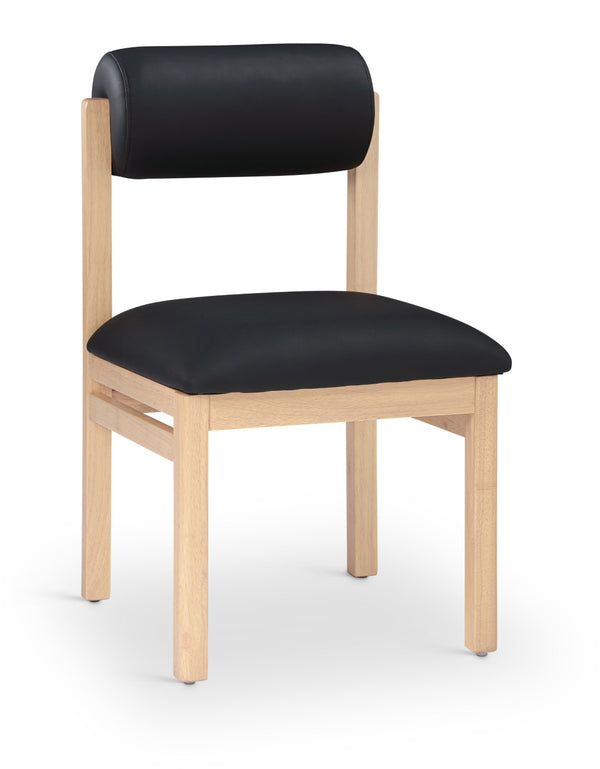 Meridian Furniture Roundhill Art Deco Upholstered Dining Chair with Solid Wood Frame for Elegant Rooms 11052 Black Vegan Leather 11052Black-C