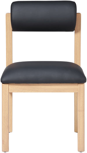 Meridian Furniture Roundhill Art Deco Upholstered Dining Chair with Solid Wood Frame for Elegant Rooms 11052 Black Vegan Leather 11052Black-C