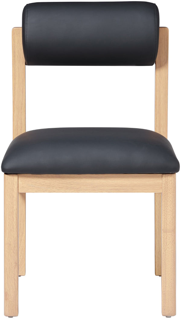 Meridian Furniture Roundhill Art Deco Upholstered Dining Chair with Solid Wood Frame for Elegant Rooms 11052 Black Vegan Leather 11052Black-C